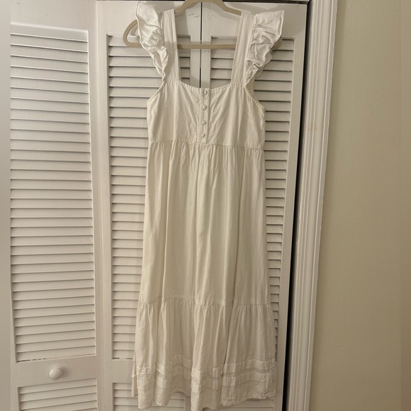EUC ASOS Linen Midi Dress - White - Picture 2 of 6